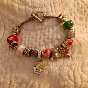 Vintage Murano Glass and Metal Charms Bracelet